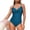 Turquoise #037, variant on Women's Ruched Twist Front Swimsuit One Piece Push Up Slimming Bathing Suits Tummy Control Solid Beach Swimwear Black 2XL