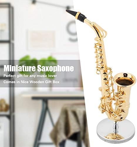 Miniature Alto Saxophone, Mini Saxophone Instrument Model with Gift Box for Home Desk Shelf Music Room Decor Gift Idea$$Musical Instruments