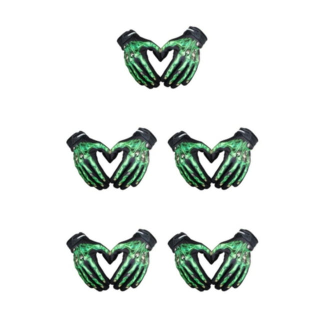 Maytalsory Lightweight And Shockproof Skeleton Riding Gloves For Autumn Winter Breathable And Comfortable Nylon Quick-drying green L 5Set