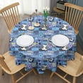 thumbnail image 3 of Blue Soccer Themed Pattern Round Tablecloth 60"x60",Wrinkle Wipeable Table Cloth for Kitchen Dining Room Picnic Patio Party, 3 of 6
