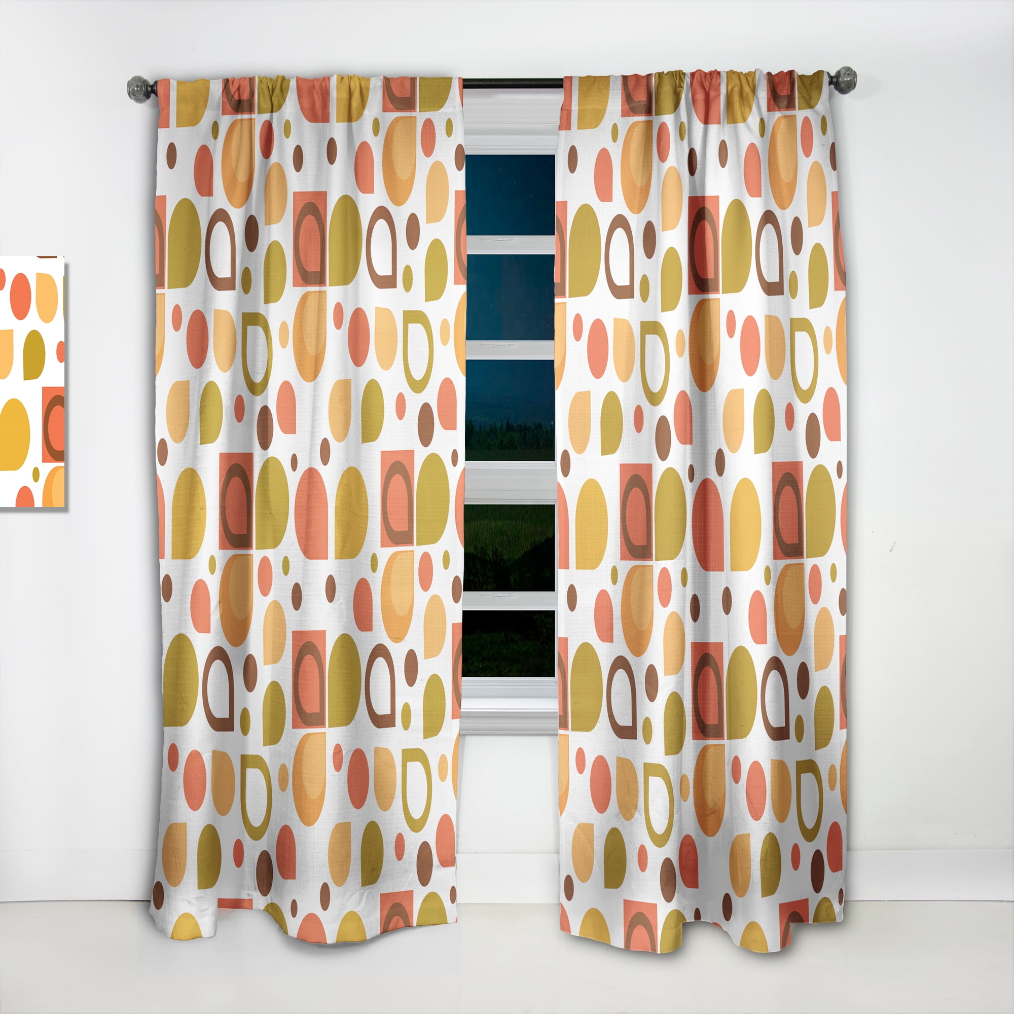 Designart 'Abstract Geometric Retro IV' Mid-Century Modern Curtain Panel