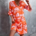thumbnail image 2 of Vestido de manga acampanada con cuello en V y pintura Floral de vendaje de media manga de verano para mujer a la moda Fridja  qw5313, 2 of 5