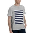 thumbnail image 2 of Bingfone Navy Blue And White Stripes Men'S Loose Fit Short-Sleeve Pocket T-Shirt, 2 of 7