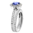 thumbnail image 3 of 10K White Gold Natural Tanzanite Round 6mm 2-Piece Engagement Ring Set Floating Halo Diamond, size 5, 3 of 4