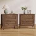 thumbnail image 4 of EYYTHUNG Farmhouse Nightstands, Modern End Table with Two Drawer, Large Wooden Bedside Table for Bedroom Living Room Sofa, Brown, 4 of 8