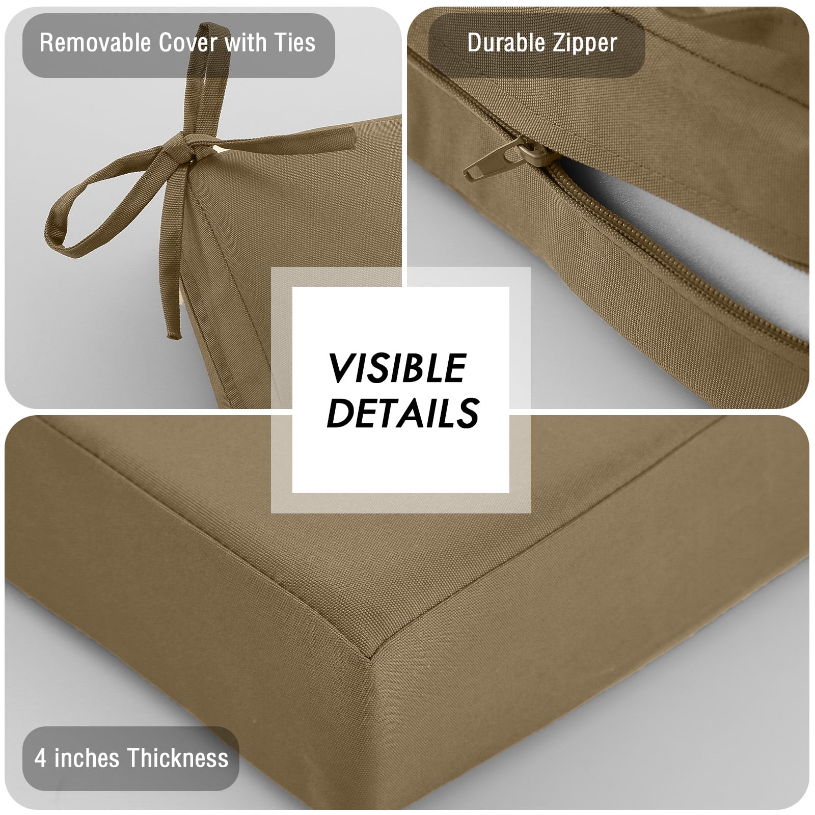 idee-home Outdoor Chair Cushions Set of 2, Outdoor Seat Cushions 22x22 Waterproof, Patio Chair Cushion Color Fastness with Ties Patio Furniture Garden Sofa Couch Pads