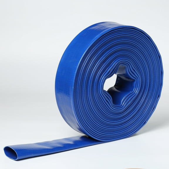 POWER PRODUCTS 8" In Dia x 100 ft Heavy Duty Flat Lay Sump Pump Discharge and Backwash PVC Hose 4 Bar