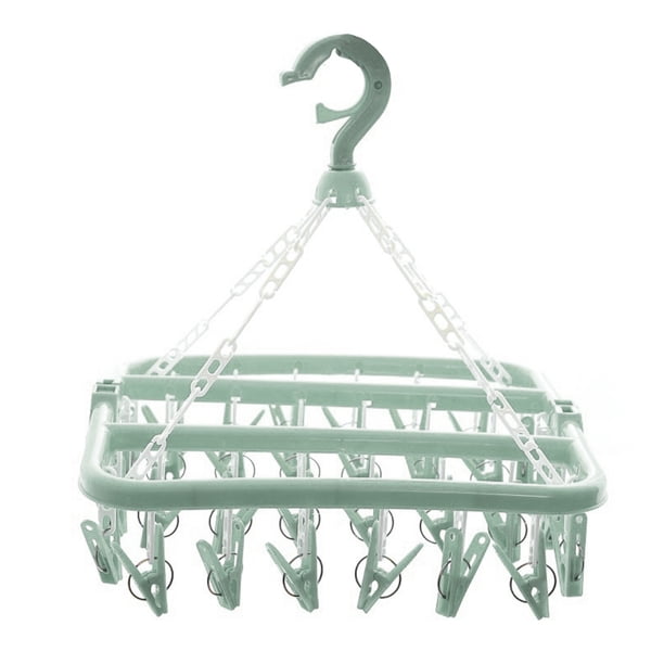 Percha De Secado Organizador 32 clips calcetines plegables colgador de ropa pinza de ropa tendedero (verde) Tmvgtek Libre de BPA