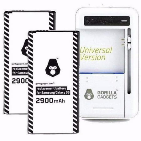 Samsung Galaxy S5 Battery Charger Kit Includes Two Standard Replacement S5 Battery and FREE Universal External Battery