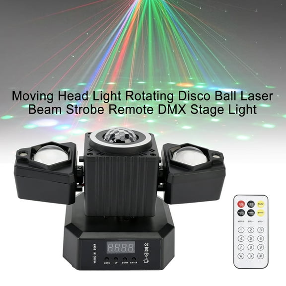Moving Head Light Rotating Disco Ball Laser Beam Strobe Remote DMX Stage Light