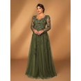 thumbnail image 6 of Olive Green Plus Size Evening Gown With Floral Embroidery And Long Sleeves, 6 of 30