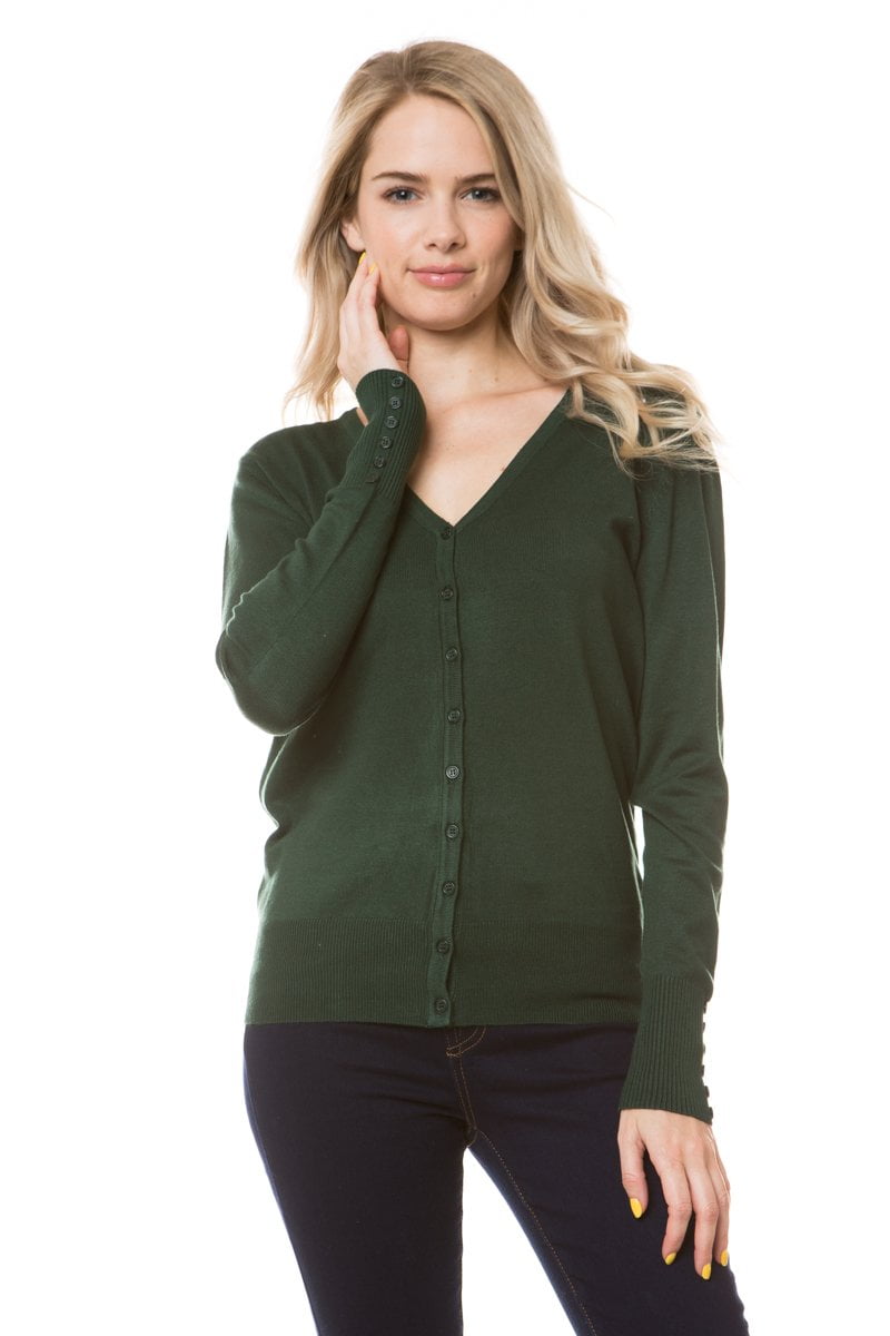 Women's V-Neck Button Down Long Sleeve Classic Knit Cardigan Sweater ...