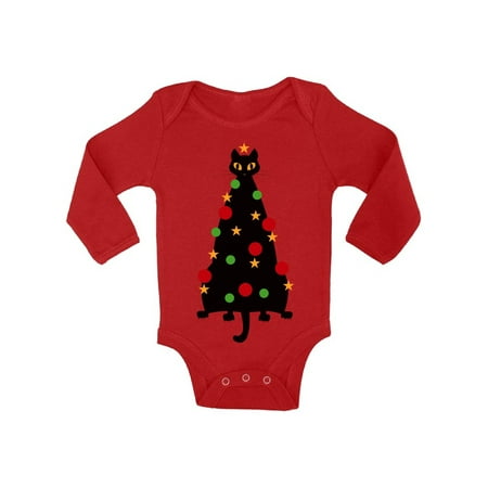 

Awkward Styles Ugly Christmas Baby Outfit Bodysuit Cat Xmas Tree Baby Romper