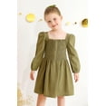 thumbnail image 4 of Vestido Happy Town para niña pequeña, manga larga, algodón, verde, 18-24 m, 4 of 7