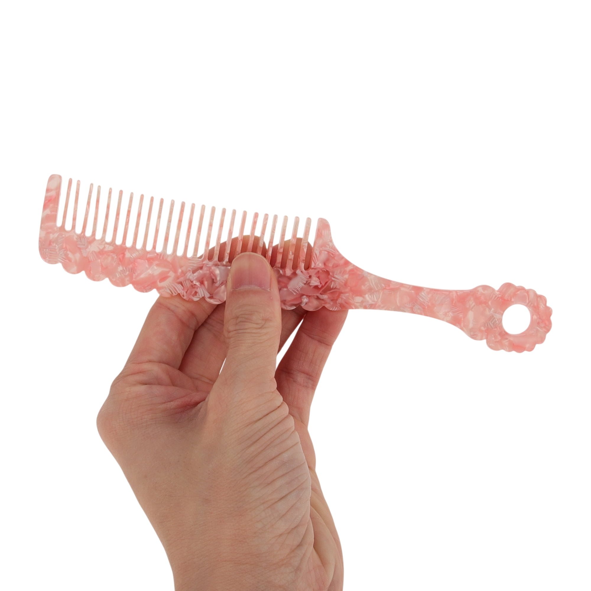 Unique Bargains 1 Pc Fashion Handle Wavy Hair Comb for All Hair Types Styles Pink