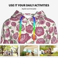 thumbnail image 4 of Fotbe Rose Flowers Pattern Womens Long Sleeve Hoodie, Pullover Hooded Sweatshirt, Kangaroo Pocket Hoodie with Eye-catching Drawstrings-Large, 4 of 7