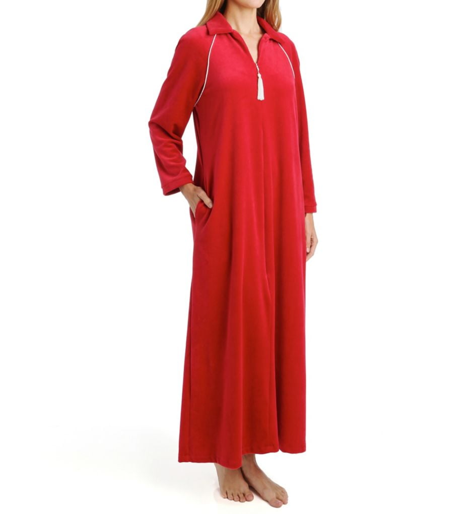 ladies velour dressing gowns zip front