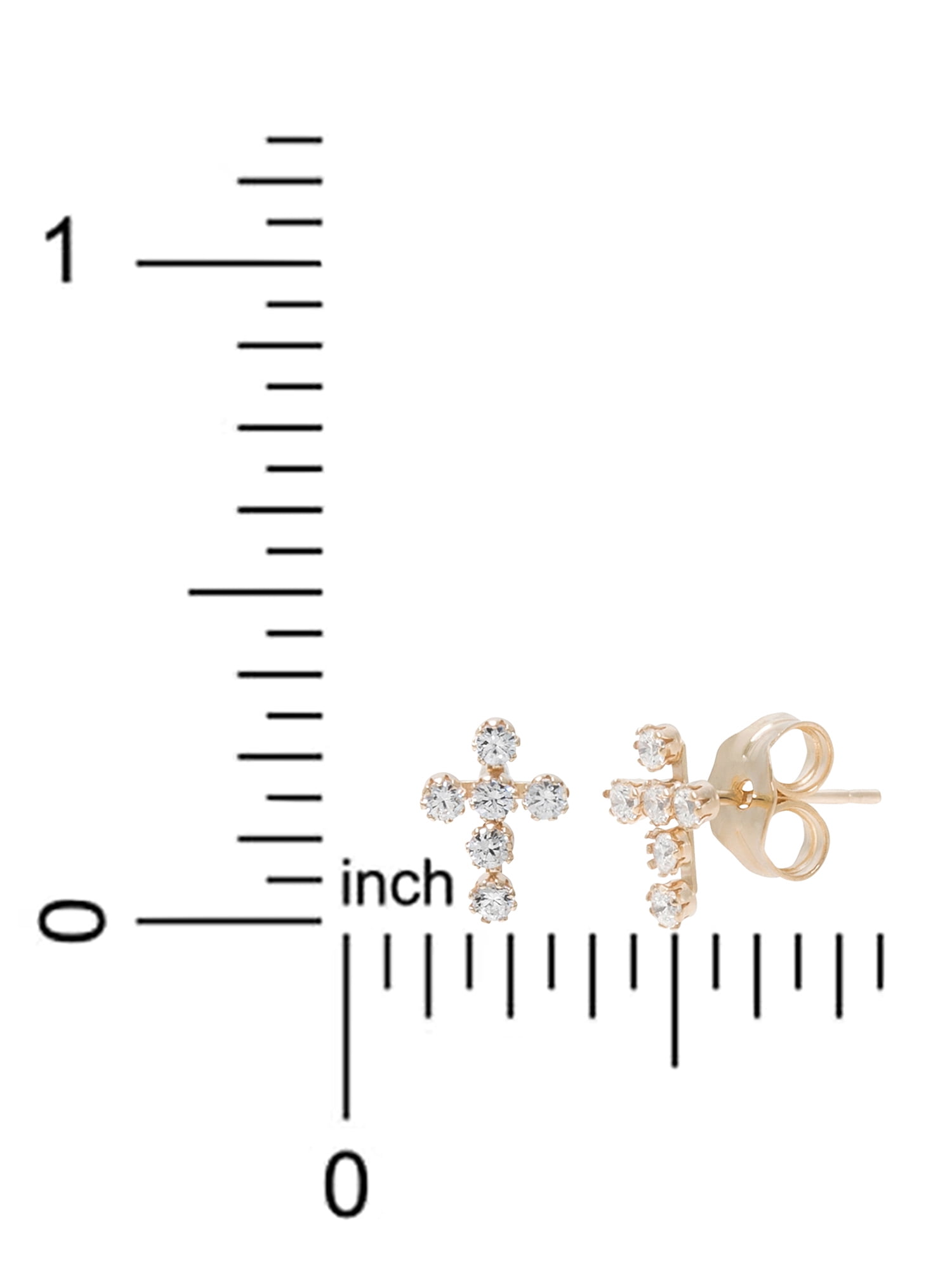 Brilliance Fine- Girl’s/Tween 14K Yellow Gold CZ Cross Stud Earrings