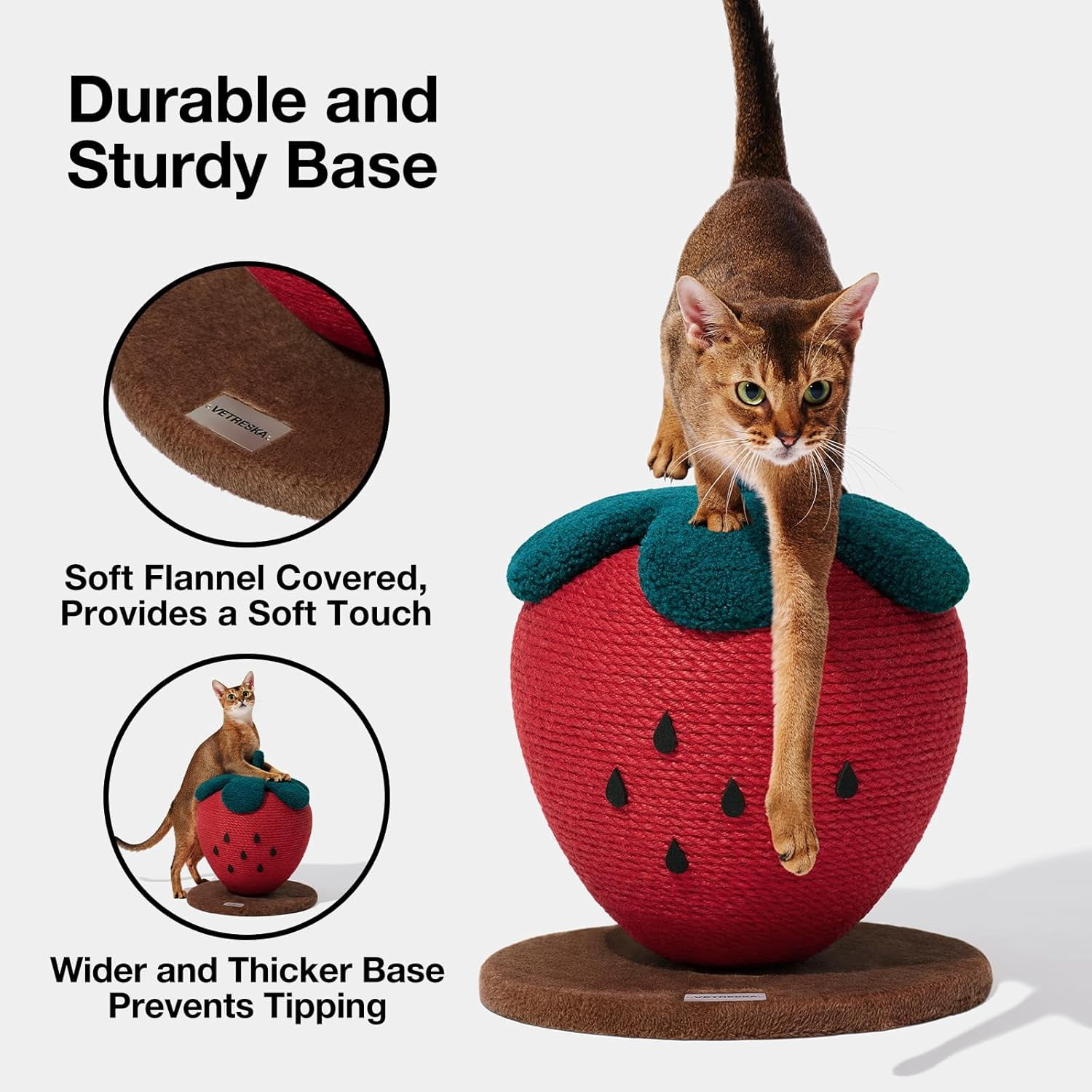 Cat Scratching Post with Jute Rope and Ball, Vertical Scratcher for Indoor Cats and Kittens