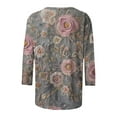 thumbnail image 6 of Feancey Plus Size Tunic Tops for Women 3/4 Sleeve Round Neck Blouse Vintage Floral Printed T-Shirts Loose Fit Dressy Office Work Tees Multicolor M, 6 of 6