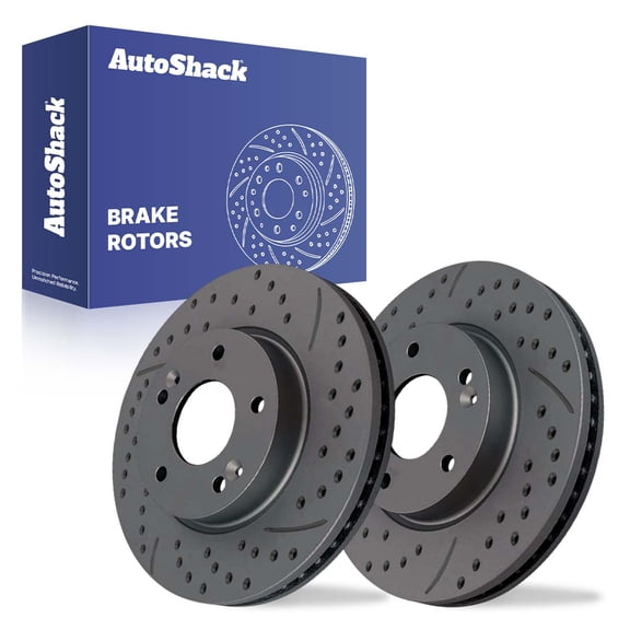 AutoShack Front Brake Rotors for Hyundai, Elantra 2009-2012 Sonata 2005-2010, FWD L4 2.0L 2.4L - Coated Drilled & Slotted - Black Matte Finish - BlackShield - 11.02" (280 mm), 5-Lug