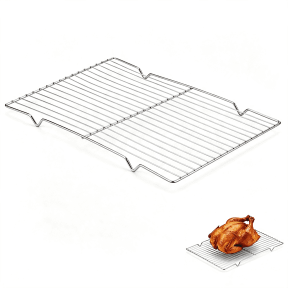 NORIZF Roasting Rack for 9X13" Pan,Stainless Steel Roasting Rack Insert,With Parallel Wires&Raised Feet,Keeps Food Elevated for Even Broiling,Easy to Clean,Ideal for Chicken,Turkey&Meat