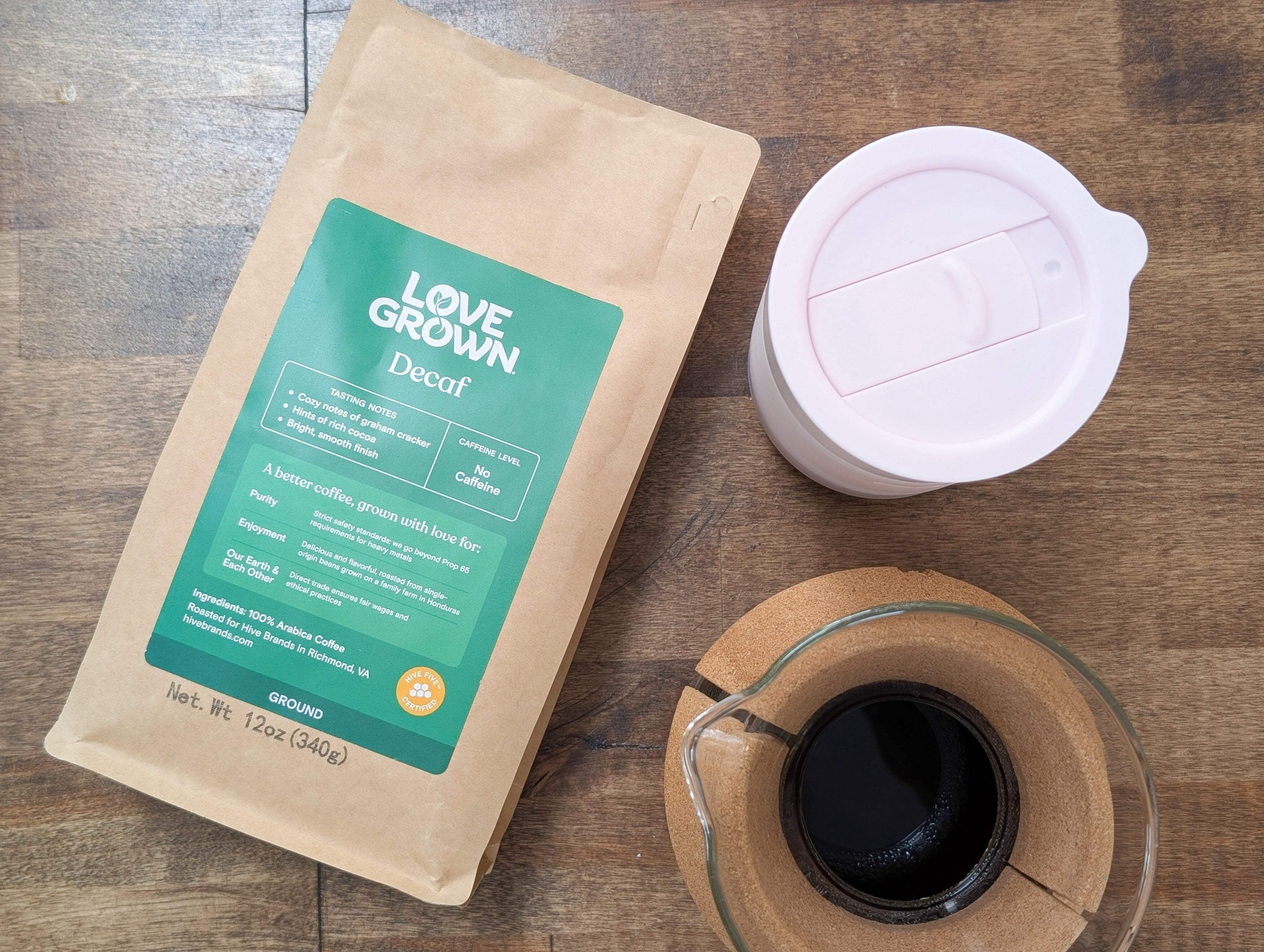 Love Grown Whole Bean Coffee - 100% Arabica Beans, Honduras Single-Origin, Smooth Flavor, Rich Aroma - Vegan, Gluten-Free, Non-GMO - (Decaf), 12oz Bag