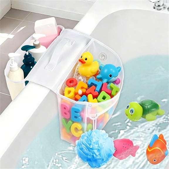 1 Pack Bathtub Tool Organizer with Dual Compartments & Inner Pockets for Bath Essentials,Fits 4.3-Inch Tub Edges,No Suction Cups Required