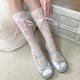 thumbnail image 4 of LUVCLS Calcetines de encaje con lazo de ballet Calcetines largos de encaje calado vintage por encima de la pantorrilla Moda caliente, 4 of 6