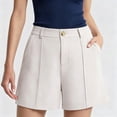 thumbnail image 2 of Favoffer Women High Waist Tailored Shorts Straight Leg Business Casual Bottoms Solid Color Elastic Waist with Functional Side Pockets for Office Daily, 2 of 9