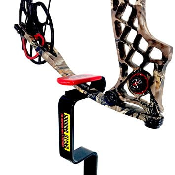 My Ground Buddy - Ground Blind Bow Holder | Hunting Blind Bow Holder | Solid Steel Compound Bow Stand | Target Shooting (Black/Red,
