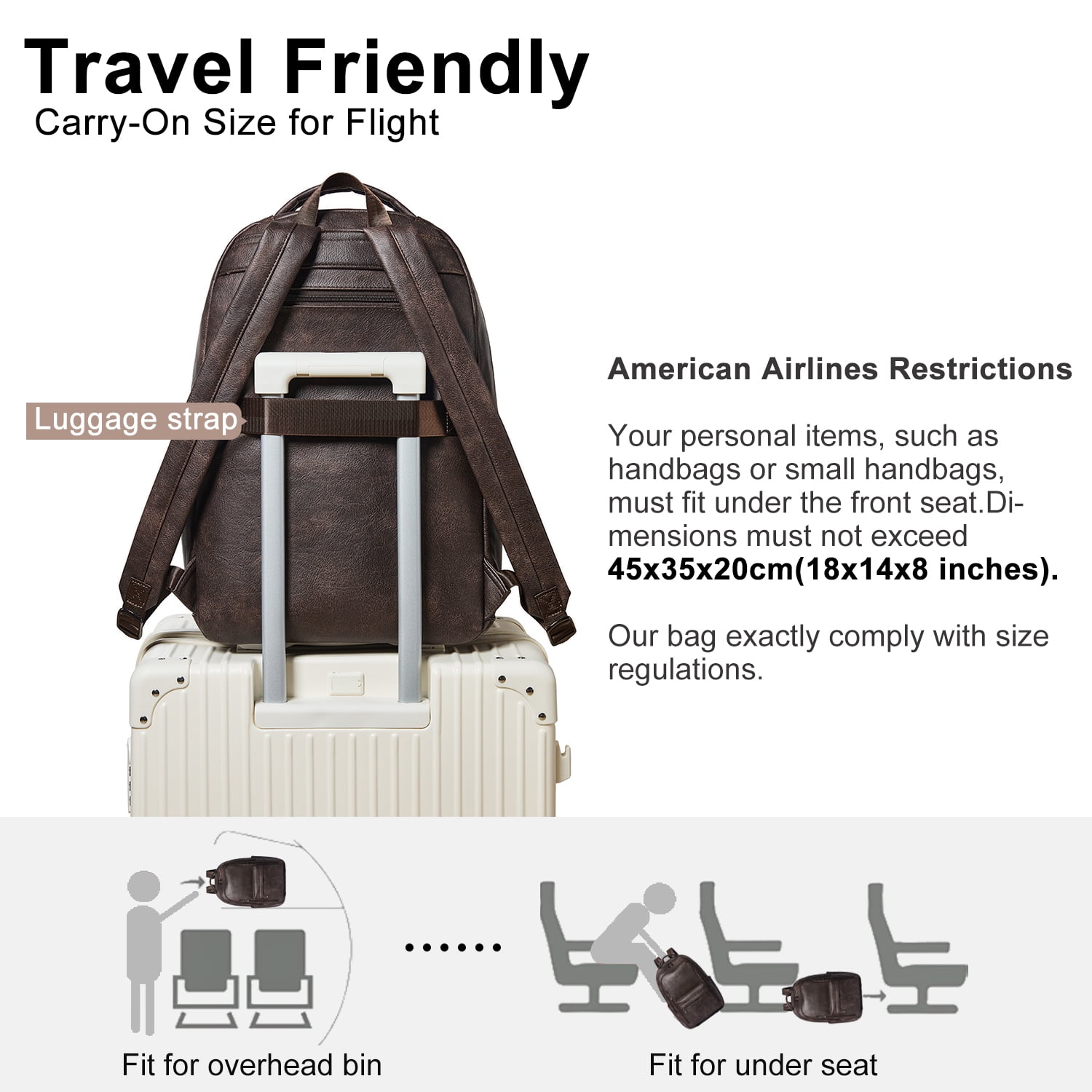 Versatile 30L Faux Leather Backpack Purse for Women & Men, Multi-Use Travel Work Laptop Backpack Bookbag, Fits 15.6" Laptop - Coffee