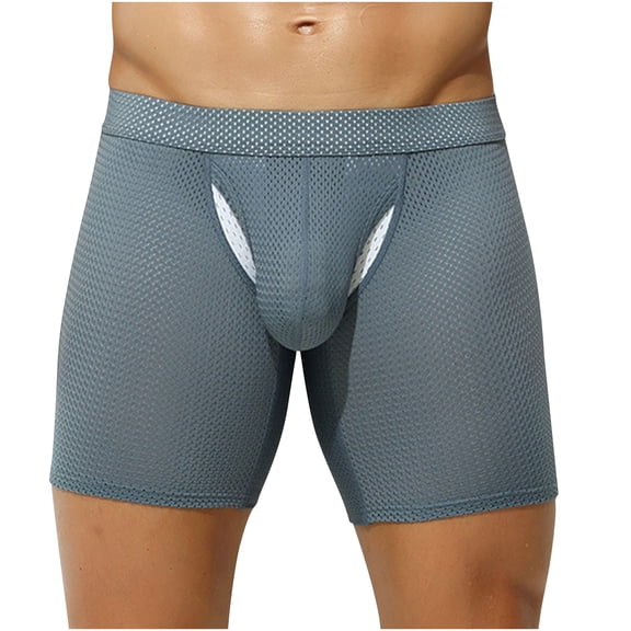 Cavosen Mesh Underwear for Men Elastic Waist Mid Length Trunks Soft Comfortable Everyday Underpants 1Pack