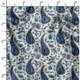 thumbnail image 3 of Soimoi Cotton Satin Spandex Blue Fabric By the Yard - 54 Inch Wide - Leaves Paisley Botanical Charm - Nature's Beauty Enhanced with Paisley Patterns and Leaves Printed Fabric, 3 of 6