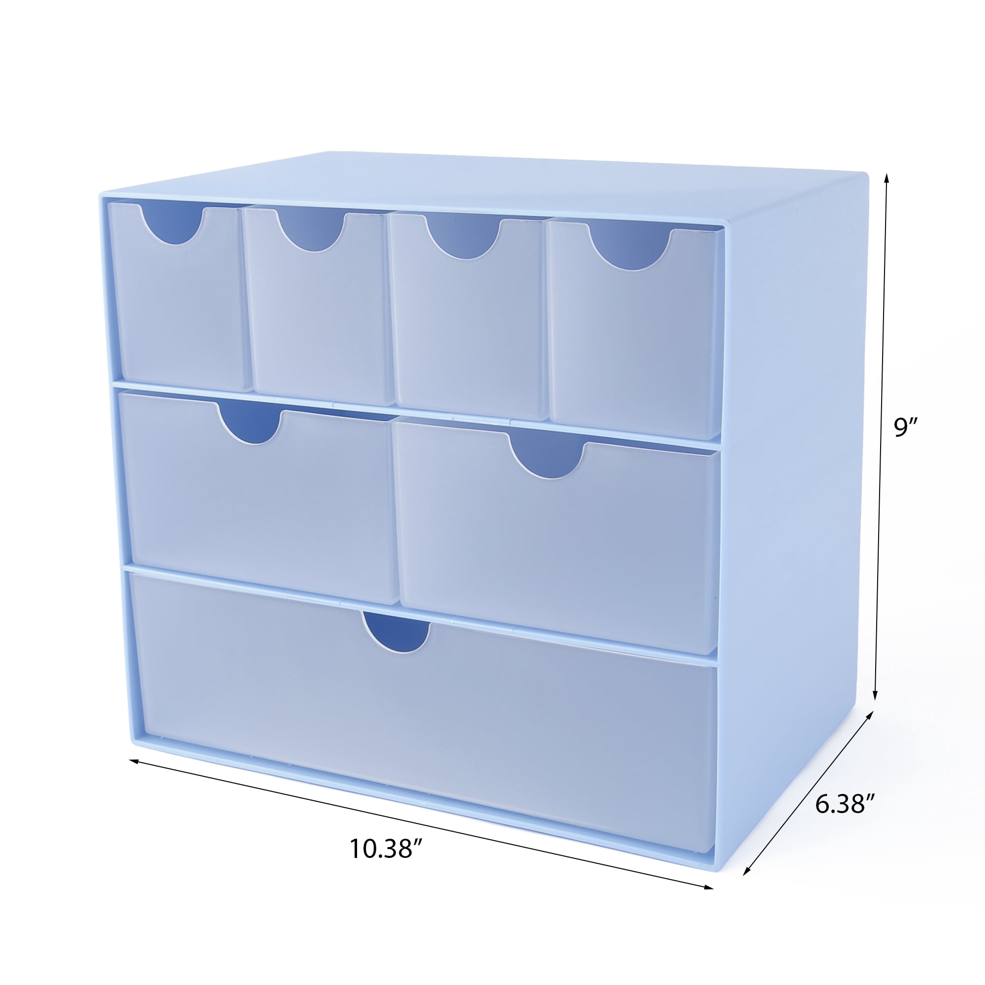 Pen+Gear Plastic 7-Drawer Desk Organizer and Storage Box, Blue