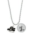 thumbnail image 1 of Delight Jewelry Silvertone Black Ice Skates Silvertone Script Initial Disc - Z - Charm Necklace, 20"+3", 1 of 4