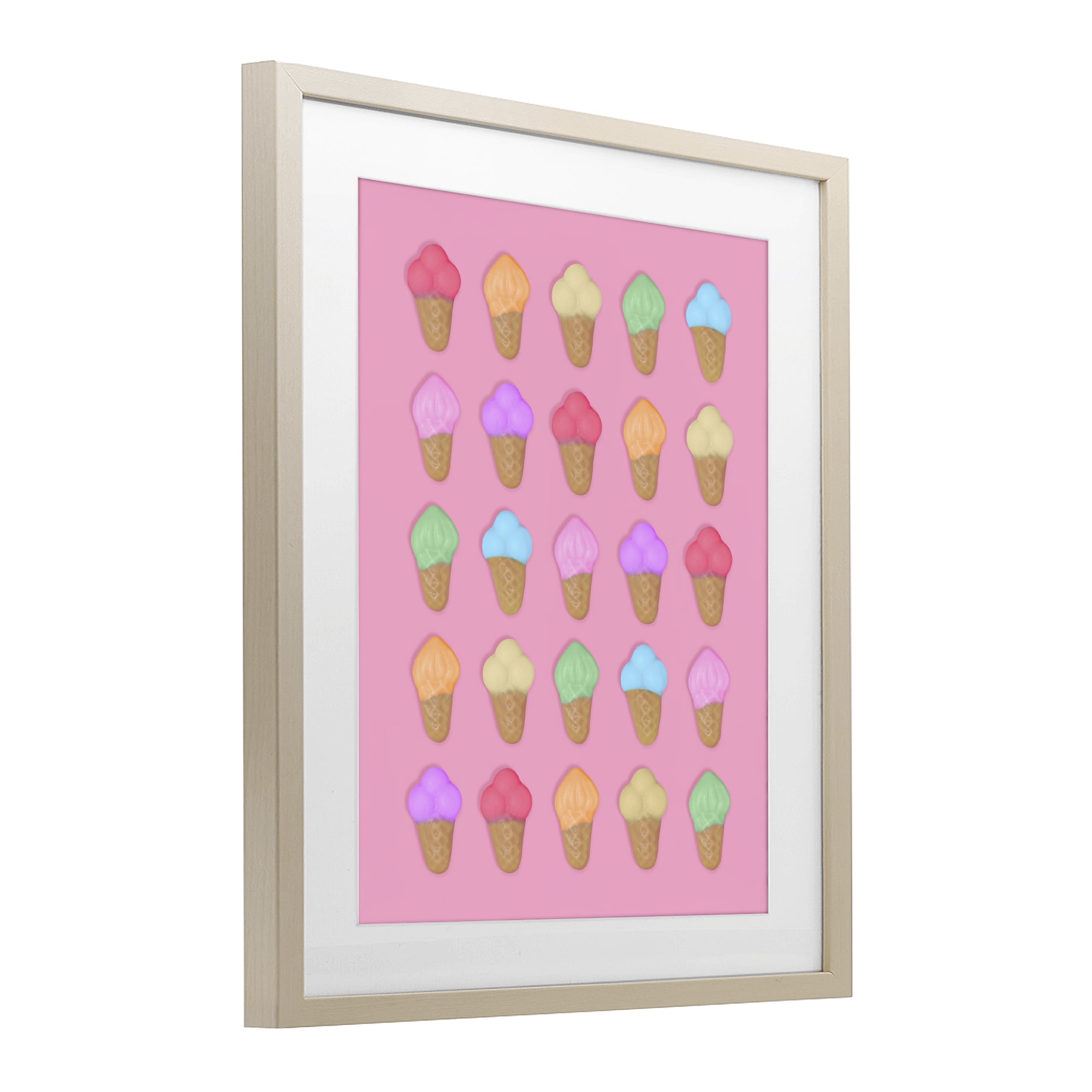 Stupell Industries Ice Cream Candies on Pink Birch Framed Print Under Glass, design by LISH Creative
