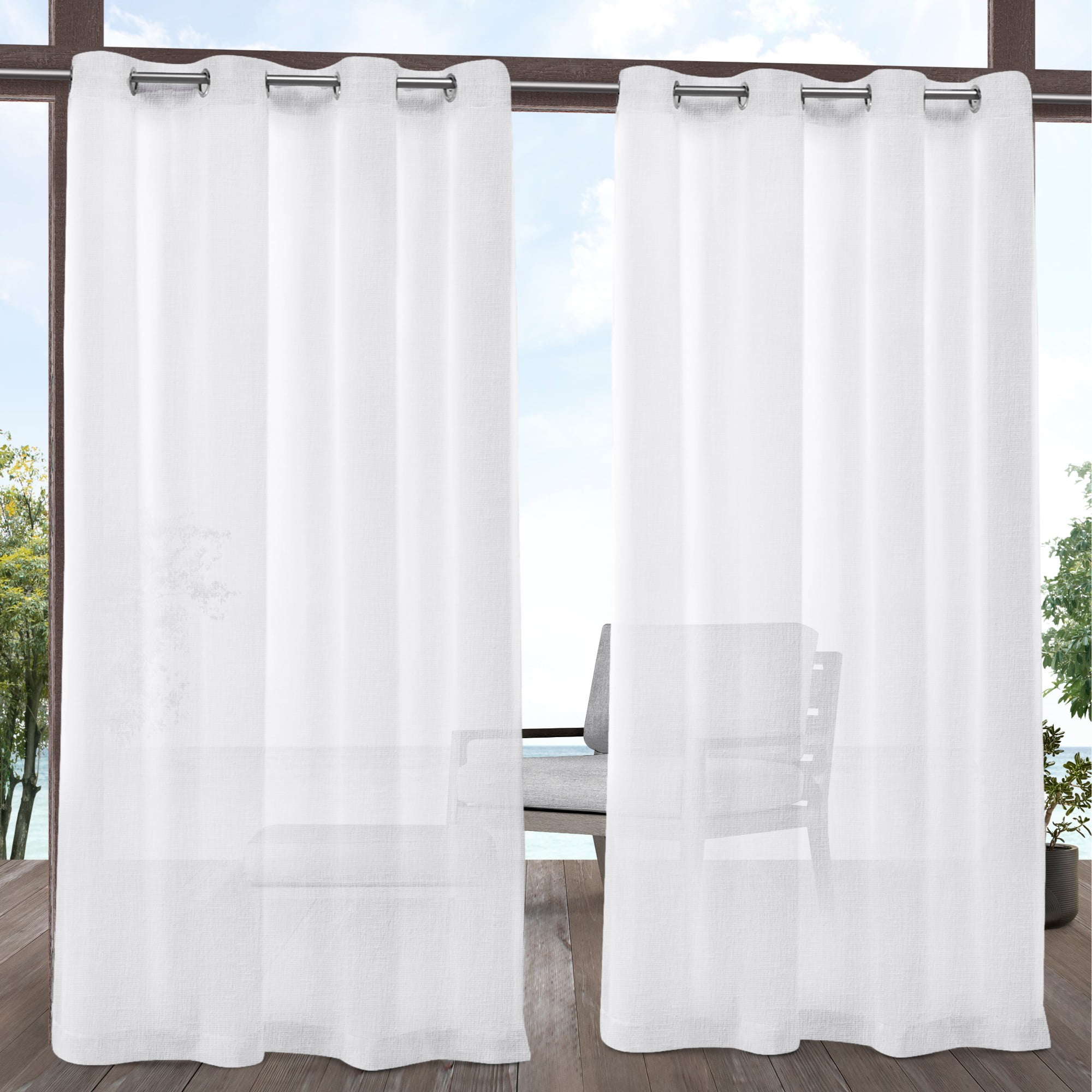Exclusive Home Curtains 2 Pack Tao Indoor/Outdoor Sheer Linen Grommet