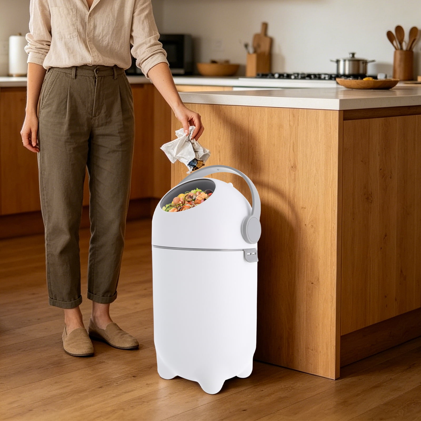 3.96gal Plastic Diaper Pail, Odorless Diaper Bin with Airtight Lid, Nursery Trash Can, Holds Up to 16 Diapers