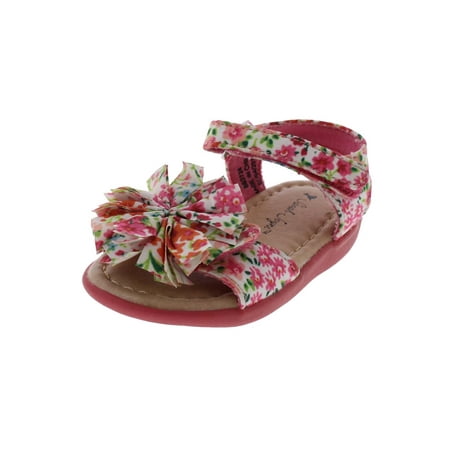 Floral Girls Sandals - Girls Ditsy Floral Printed Open Toe Flat Sandals
