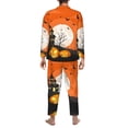 thumbnail image 2 of Halloween Costumes Mens Pajamas Set, Halloween Orange Night Scene Halloween Pajamas Button Down Long Sleeve Loungewear Halloween Sleepwear Pjs sets for Men, 2 of 7