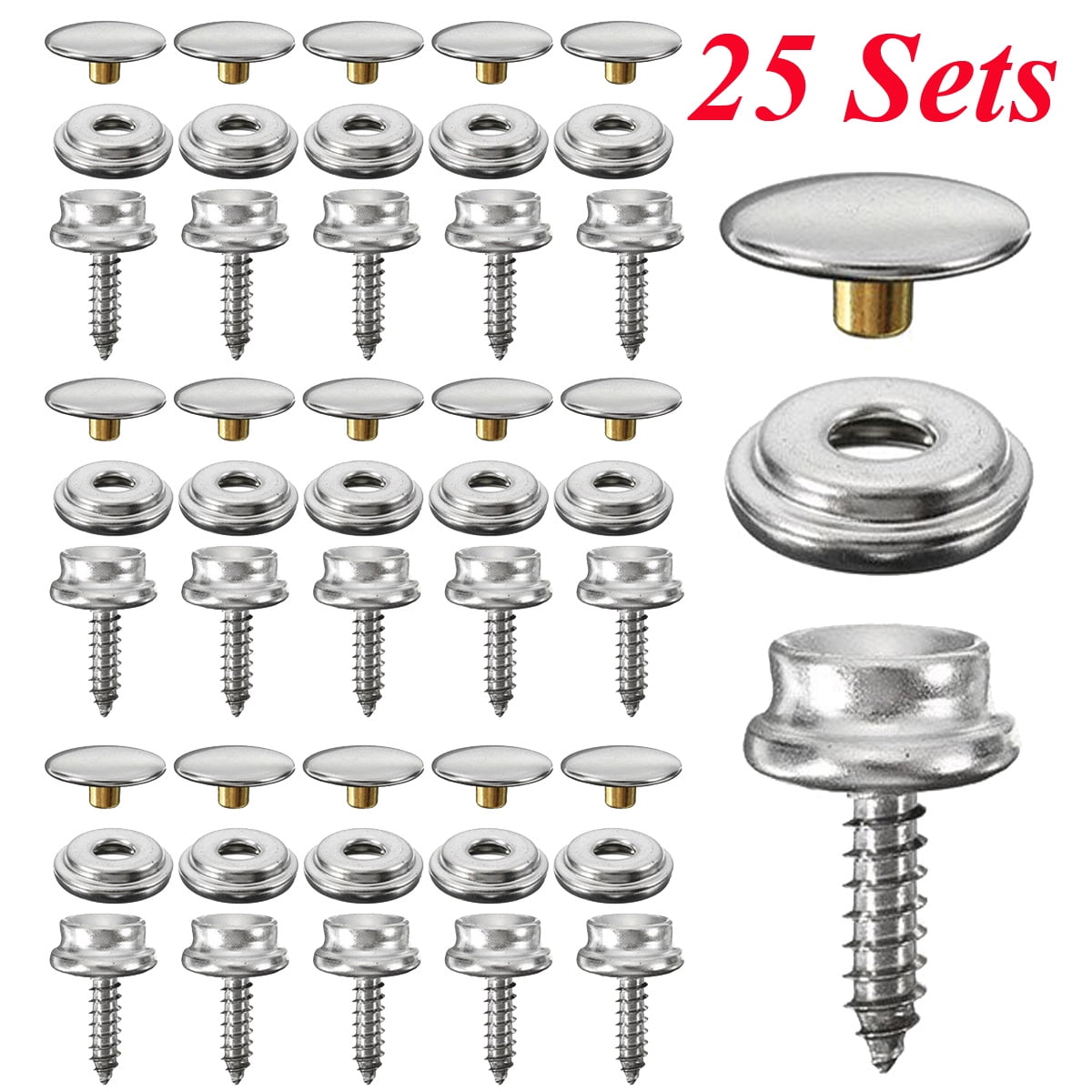 Boat Marine Canvas Cover Snap Fasteners 5/8" Screw Stud, Button& Socket