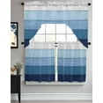 thumbnail image 3 of Blue Ombre Swag Valance and Tier Curtains 36'' Length Set, Farmhouse Vintage Wooden Striped Light Filtering Kitchen Curtains, Tier Curtain Valances for Bathroom/Living Room/Bedroom/Café, 3 of 6