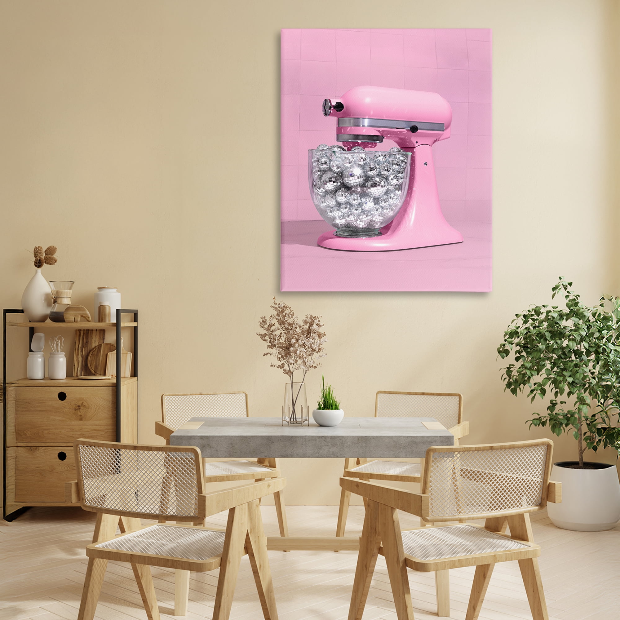 Stupell Industries Disco Kitchen Mixer over Pink Canvas Wall Art, design by LISH Creative
