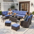 thumbnail image 3 of Bellefurn Outdoor Wicker Patio Furniture Set with Swivel Rocking Chairs,Outdoor Wicker Sectional Sofa Set L-Shaped Sectional Sofa with Coffee Table,Rattan Conversation Set for Backyard Porch Garden, 3 of 11