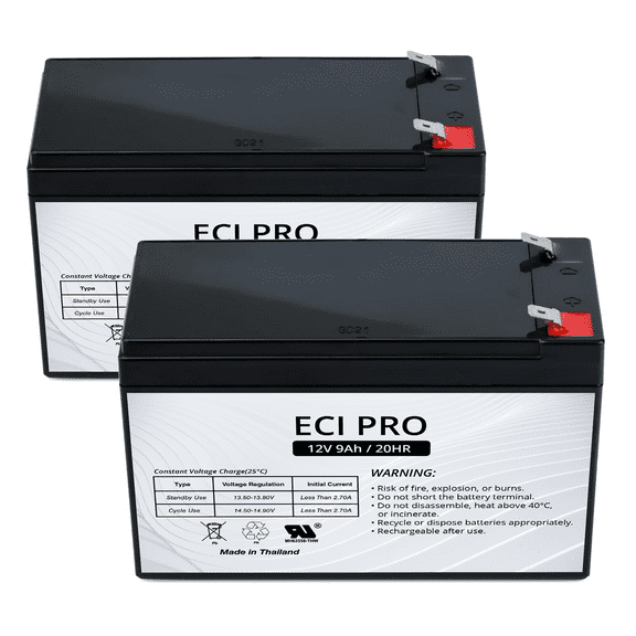 ECI Pro 2 pack 12V 9Ah Sealed Lead Acid Battery – Maintenance-Free, Rechargeable AGM – For UPS replacement battery