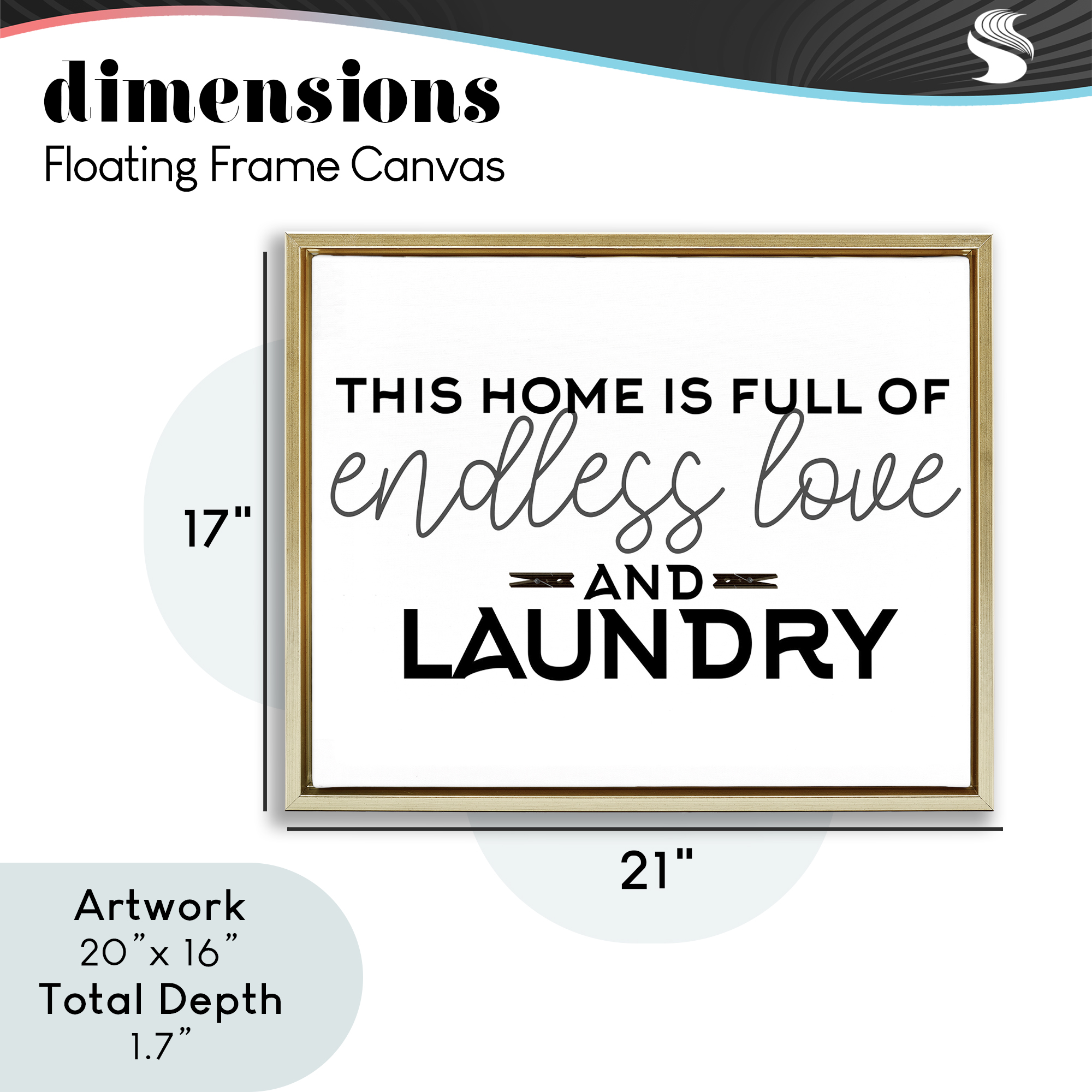 Endless Love & Laundry Minimal Gold Framed Floater Canvas Wall Art, design by Kim Allen