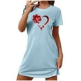 thumbnail image 2 of Blmnix Nightgowns for Women Soft Cotton Sleepshirts Valentine Cotton Nightgowns Nightgowns Short Sleeve Blue Crew Neck Short Cute Nightgowns for Women,S, 2 of 5