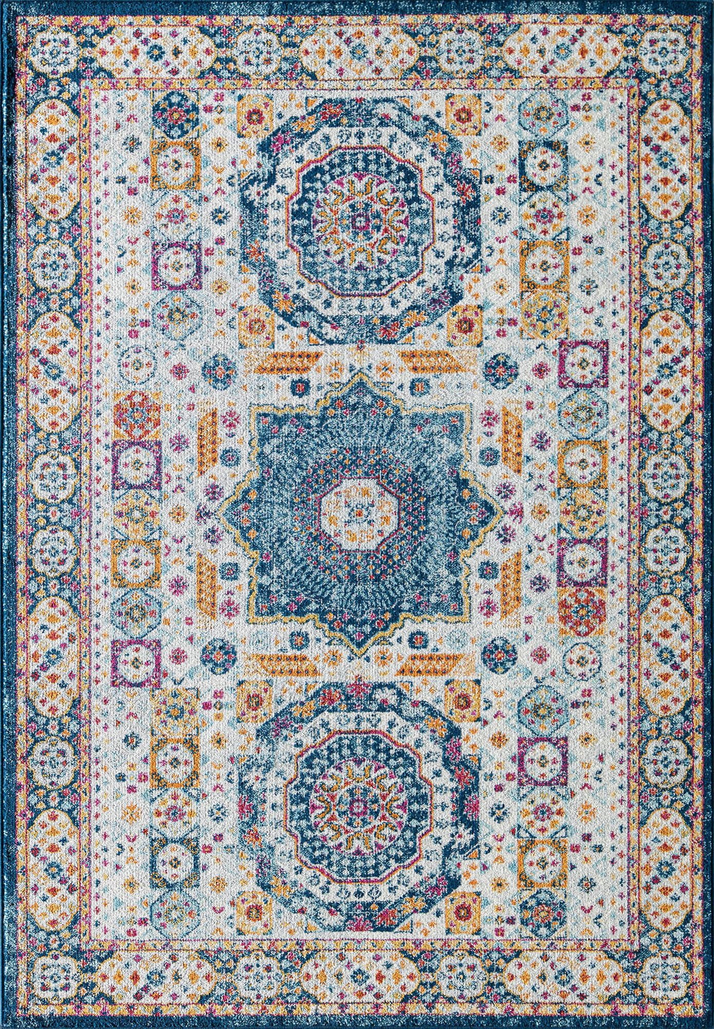 Harper HY60K Hidden Saphire Abstract Vintage White Area Rug, 2'6" x 4'