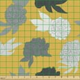 thumbnail image 2 of Ambesonne Floral Fabric by the Yard Upholstery, Silhouettes Peonies Leaves, 5 Yards, Earth Yellow White Grey, 2 of 5